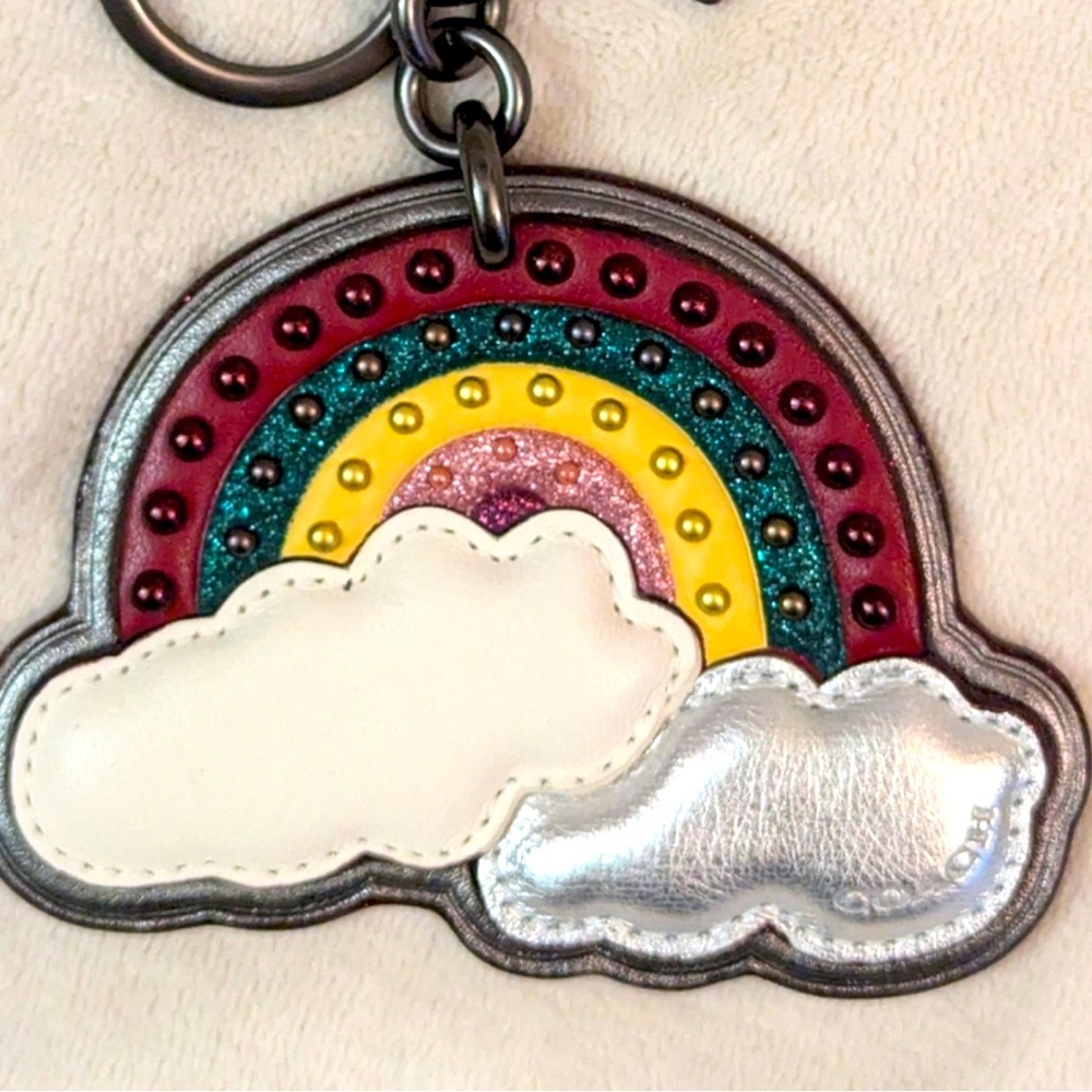 Coach Studded Rainbow Cloud Keychain/ Bag Charm - Picture 3 of 7